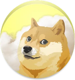 Doge Shiba Inu smiling in the clouds